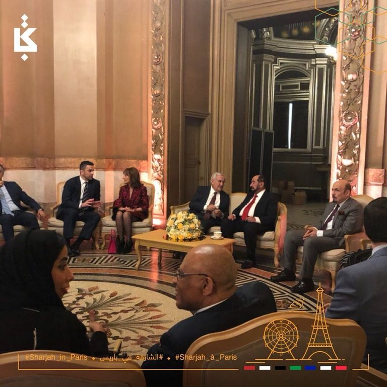 الشيخ سلطان القاسمي يزور دار الأوبرا الشيخ سلطان القاسمي وماكرون في معرض باريس للكتاب
