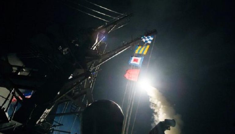 إطلاق صاروخ توماهوك أمريكي في أبريل 2017 باتجاه قاعدة الشعيرات السورية