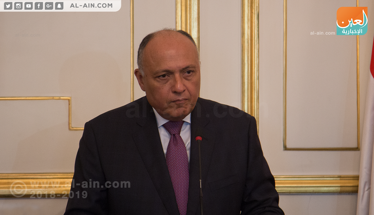 الشيخ عبدالله بن زايد آل نهيان خلال المؤتمر الصحفي المشترك مع نظيره المصري