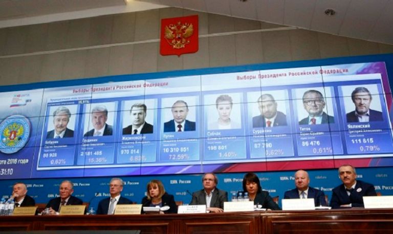 اللجنة الوطنية للانتخابات الروسية بوتين في كلمته أمام مؤيديه