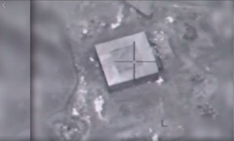 صورة للمنشأة السورية من فيديو بثه الجيش الإسرائيلي طائرة مقاتلة إسرائيلية من طراز إف 16 - أرشيفية