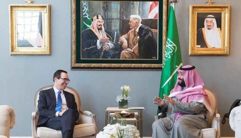 الأمير محمد بن سلمان ووزير الخزانة الأمريكي ستيفن منوشين