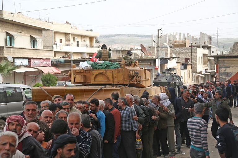 جانب من المظاهرات المنددة بالعدوان التركي على عفرين 