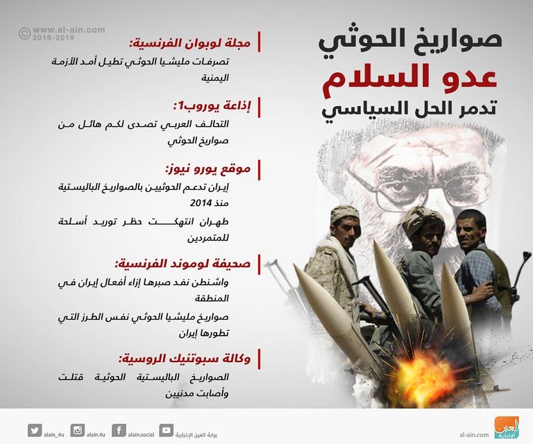 صواريخ الحوثي عدو السلام تدمر الحل السياسي جنود سعوديون يتفقدون آثار شظايا صاروخ حوثي