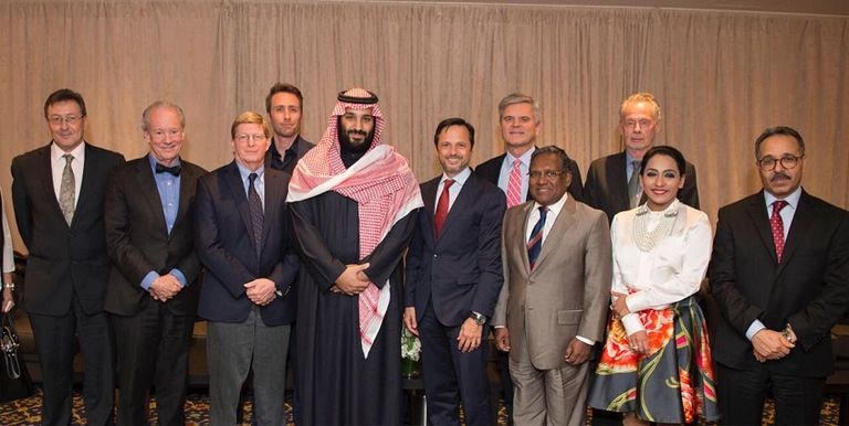 ولي العهد السعودي خلال لقاء جمع رؤساء شركات عالمية بنيويورك