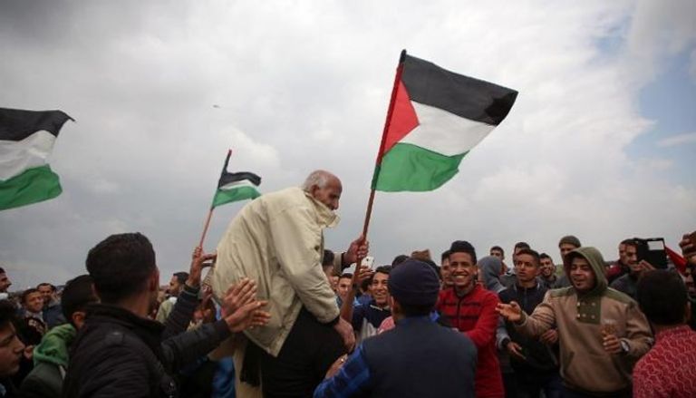 جانب من مظاهرات الفلسطينيين في ذكرى يوم الأرض