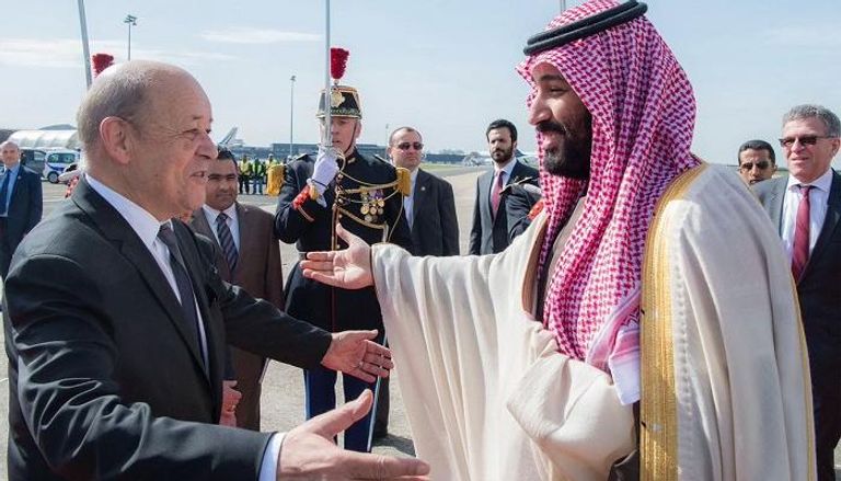 لودريان يستقبل الأمير محمد بن سلمان لدى وصوله إلى باريس- وكالة الأنباء السعودية 