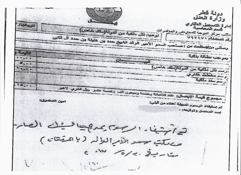 وثيقة من إدارة التسجيل العقاري أموال قطر منهوبة بين تمويل الإرهاب ورفاهية تنظيم الحمدين