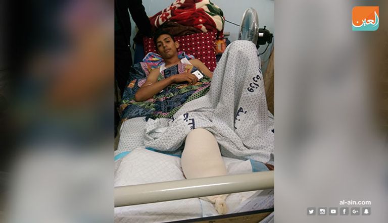 الفلسطيني صهيب قديح تم بتر ساقه خلال مشاركته في مسيرات العودة