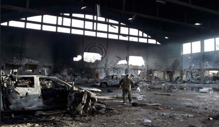 صور أولية لآثار قصف قاعدة التيفور السورية آثار القصف على القاعدة السورية