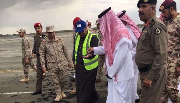 صورة من موقع تدمير الطائرة الحوثية في مطار أبها السعودي