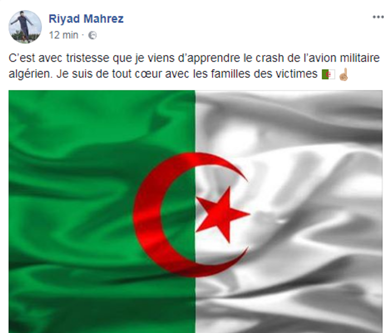 تدوينة رياض محرز تنكيس العلم الجزائري