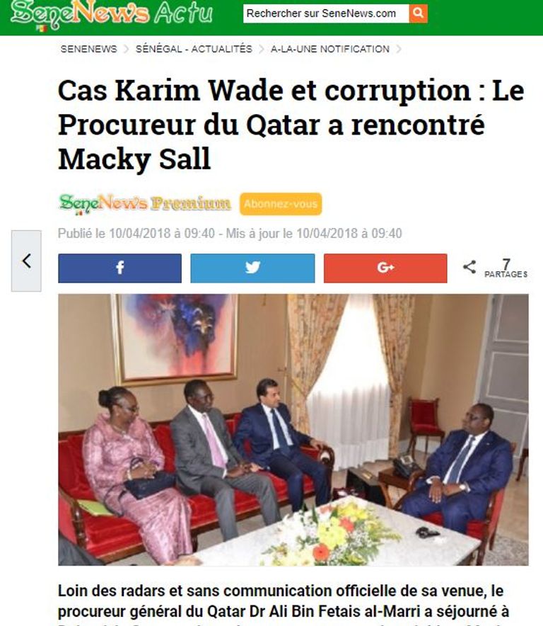 الموقع السنغالي علي بن فطيس المري مع الرئيس السنغالي علي بن فطيس المري مع الرئيس السنغالي ماكي سال ووزير الخارجية السنغالي