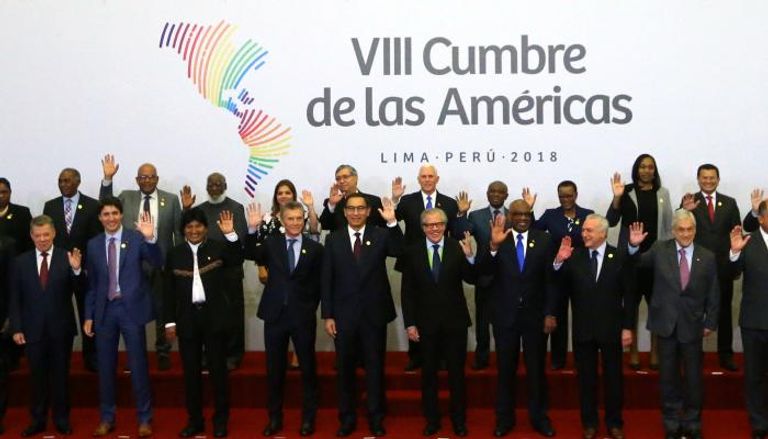صورة جماعية لقادة الدول المشاركة بقمة الأمريكيتين - أ. ف. ب