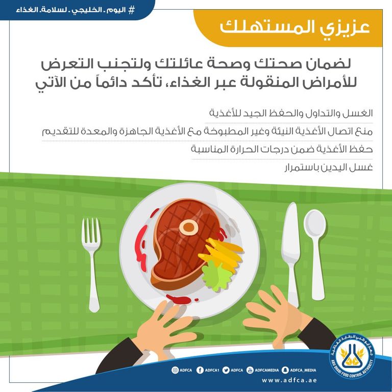 أبوظبي للرقابة الغذائية حملة توعية بالأمراض المنقولة عبر الأطعمة