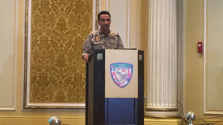 العقيد ركن تركي المالكي من المؤتمر الصحفي للمتحدث باسم التحالف العربي في اليمن