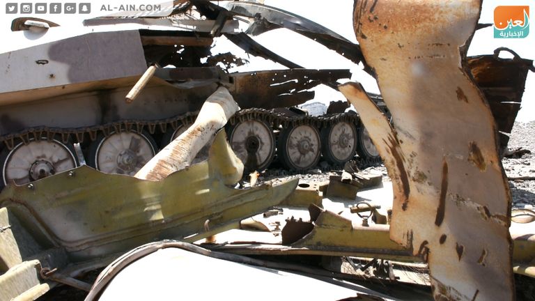 حطام دبابة حوثية في كرش