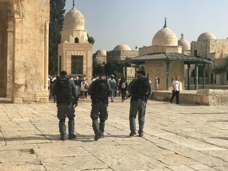 المستوطنون أثناء الاقتحامات اليوم الخميس