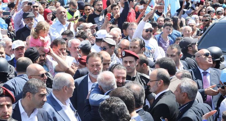 استقبال حار للحريري في البقاع الحريري خلال إلقاء كلمته في البقاع