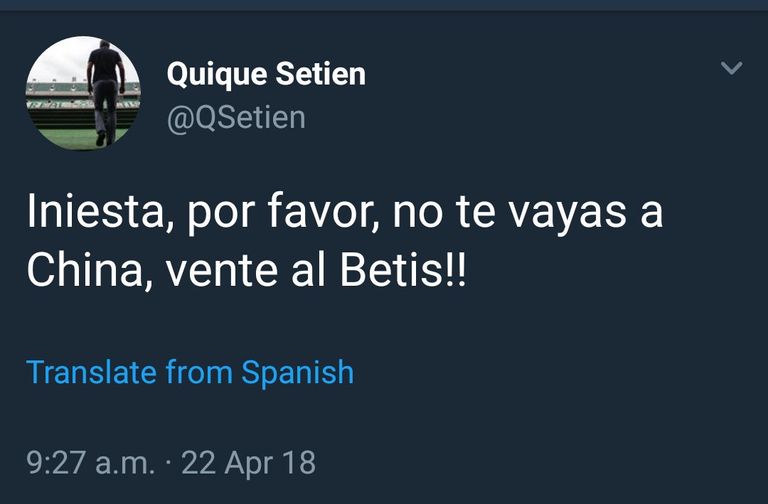 تغريدة مدرب ريال بيتيس أندريس إنييستا لاعب برشلونة