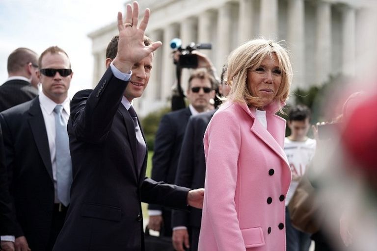 ماكرون وقرينته في واشنطن - أ.ف.ب