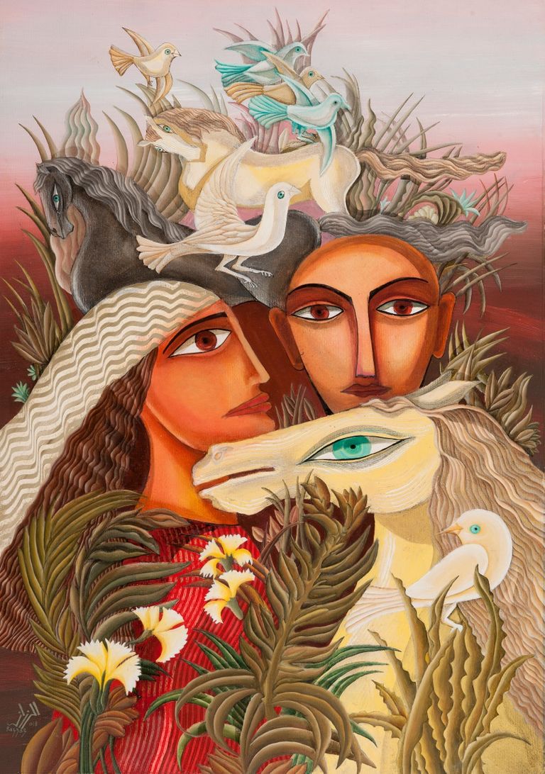 إحدى لوحات معرض "الصيد..النوبة والفروسية"