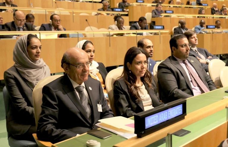 زكي أنور نسيبة وزير الدولة الإماراتي خلال كلمته بالأمم المتحدة