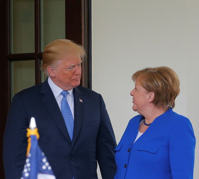 ترامب يستقبل ميركل فى البيت الأبيض ترامب وميركل - رويترز