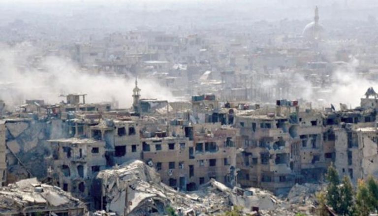 مشهد من مخيم اليرموك المدمر