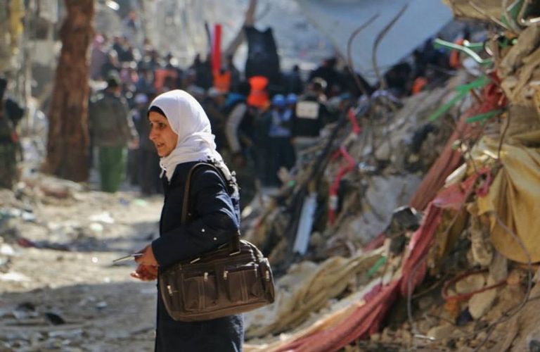 مشهد من مخيم اليرموك المدمر