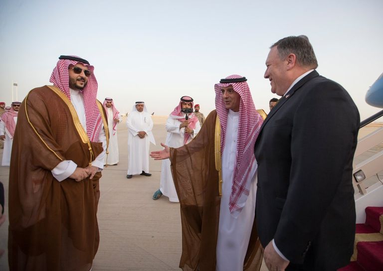 السفير السعودي بواشنطن الأمير خالد بن سلمان يستقبل مايك بومبيو وزير الخارجية السعودي يستقبل نظيره الأمريكي في الرياض