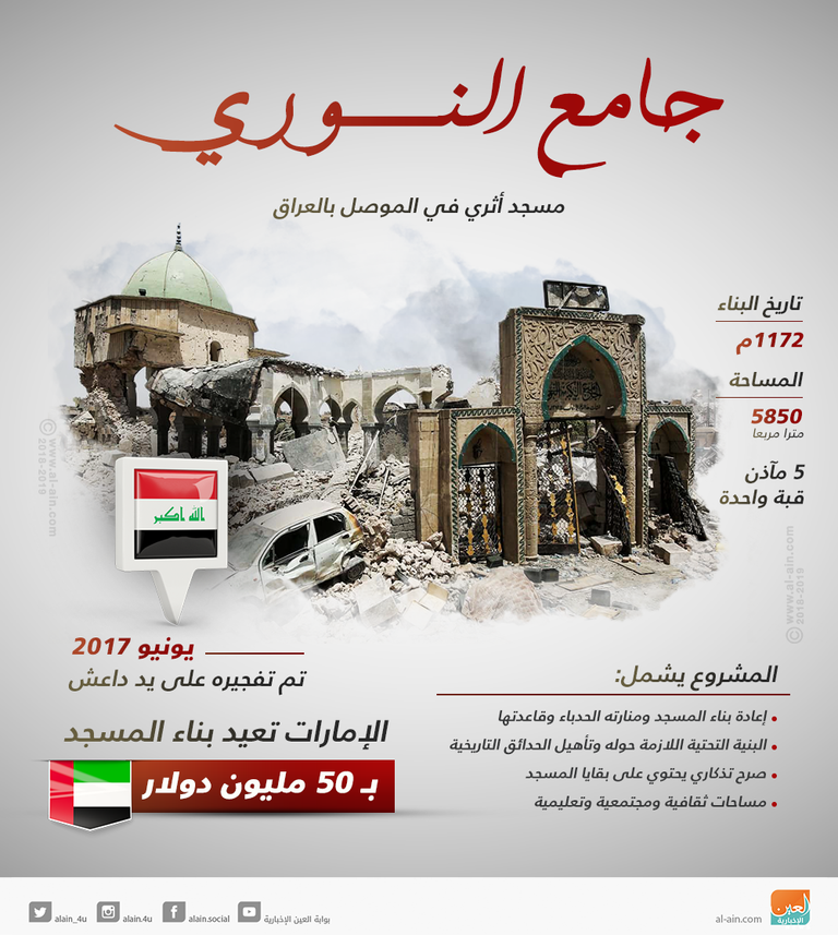 الإمارات تعيد بناء مسجد النوري في العراق بعد تدميره