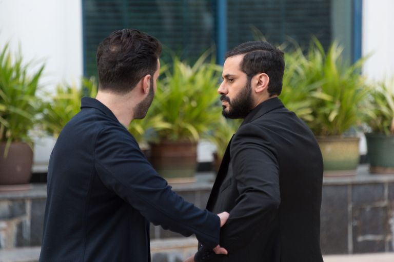 عبدالله بوشهري في مشهد من المسلسل قحطان القحطاني وهيفاء حسين