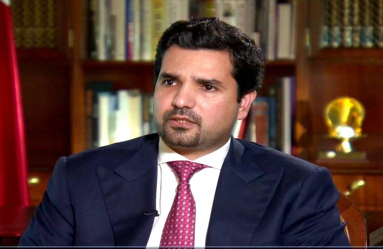 من اليمين مشعل بن حمد وبن سعيد الخيارين وقاسم سليماني