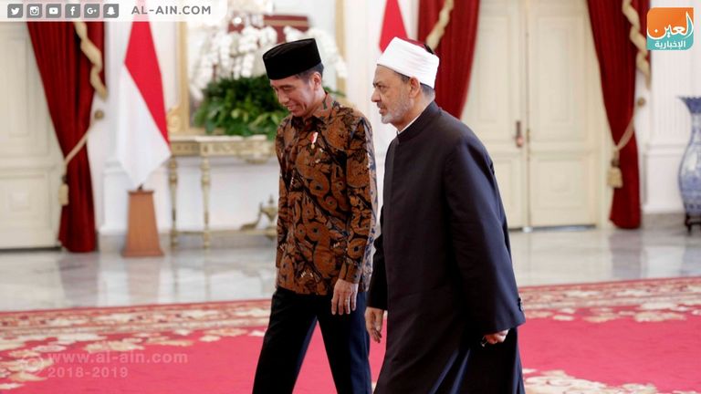 جانب من استقبال الرئيس الإندونيسي لشيخ الأزهر