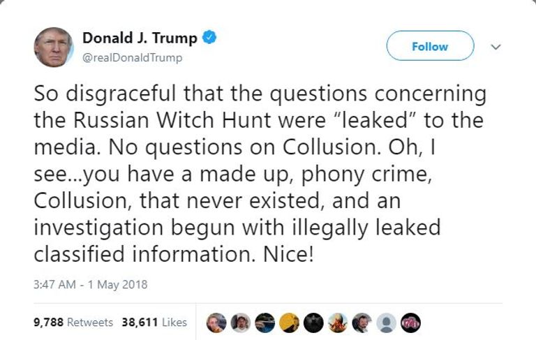 مولر حدد أكثر من 40 سؤالاً للرئيس ترامب  