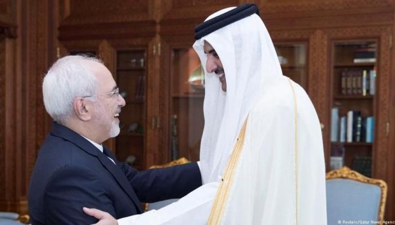 أمير قطر في لقاء سابق مع وزير خارجية إيران