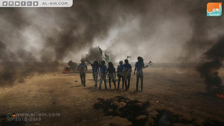 جانب من مشاركات الفلسطينيين في مسيرات العودة