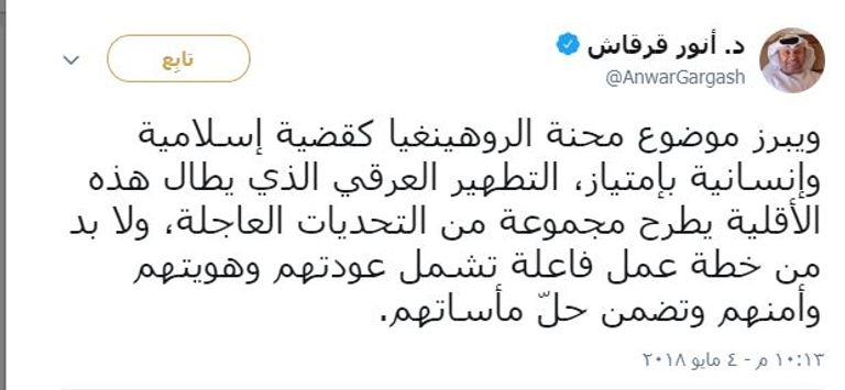  الدكتور أنور بن محمد قرقاش وزير الدولة الإماراتي للشؤون الخارجية