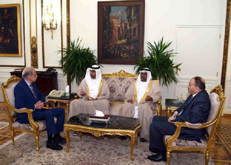 رئيس الوزراء المصري خلال لقائه الدكتور سلطان الجابر