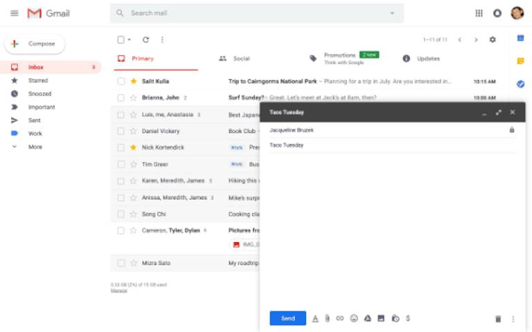 خدمة Smart Compose على جيميل
