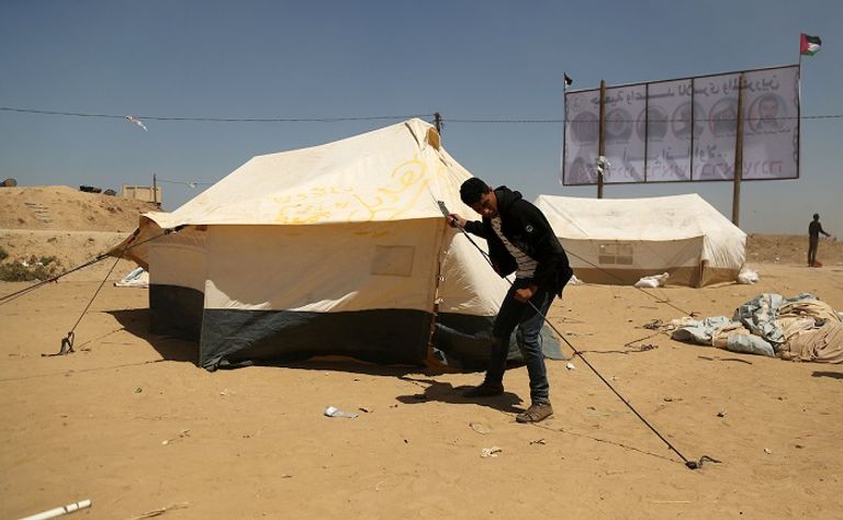 مخيمات العودة في غزة جانب من مؤتمر الهيئة الوطنية العليا لمسيرات العودة وكسر الحصار