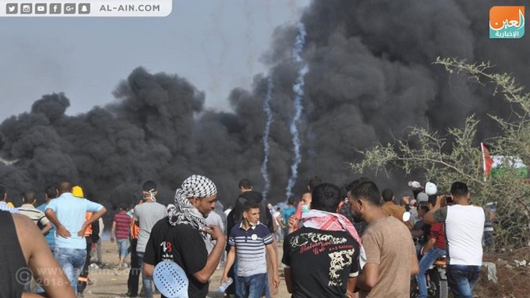 مؤتمر صحفي للهيئة الوطنية العليا لمسيرة العودة في غزة 