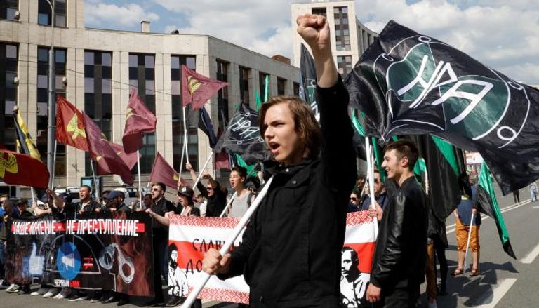 جانب من احتجاجات المتظاهرين الروس على حجب تليجرام