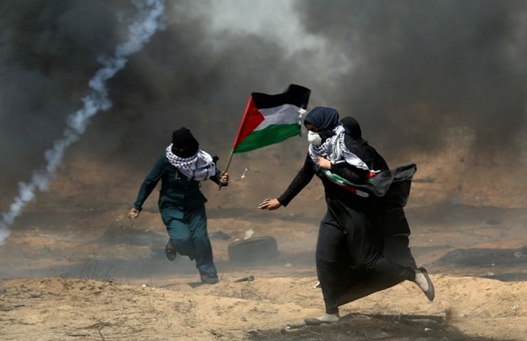 جانب من المواجهات على حدود قطاع غزة