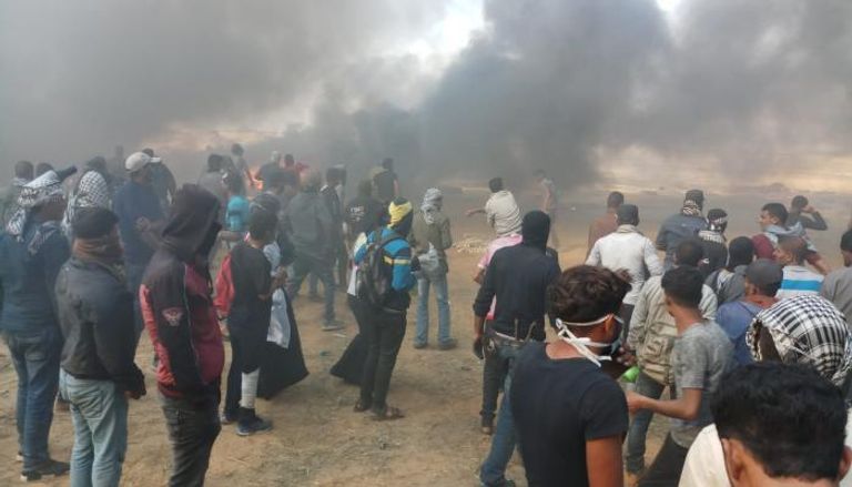 جانب من الاحتجاجات في قطاع غزة 