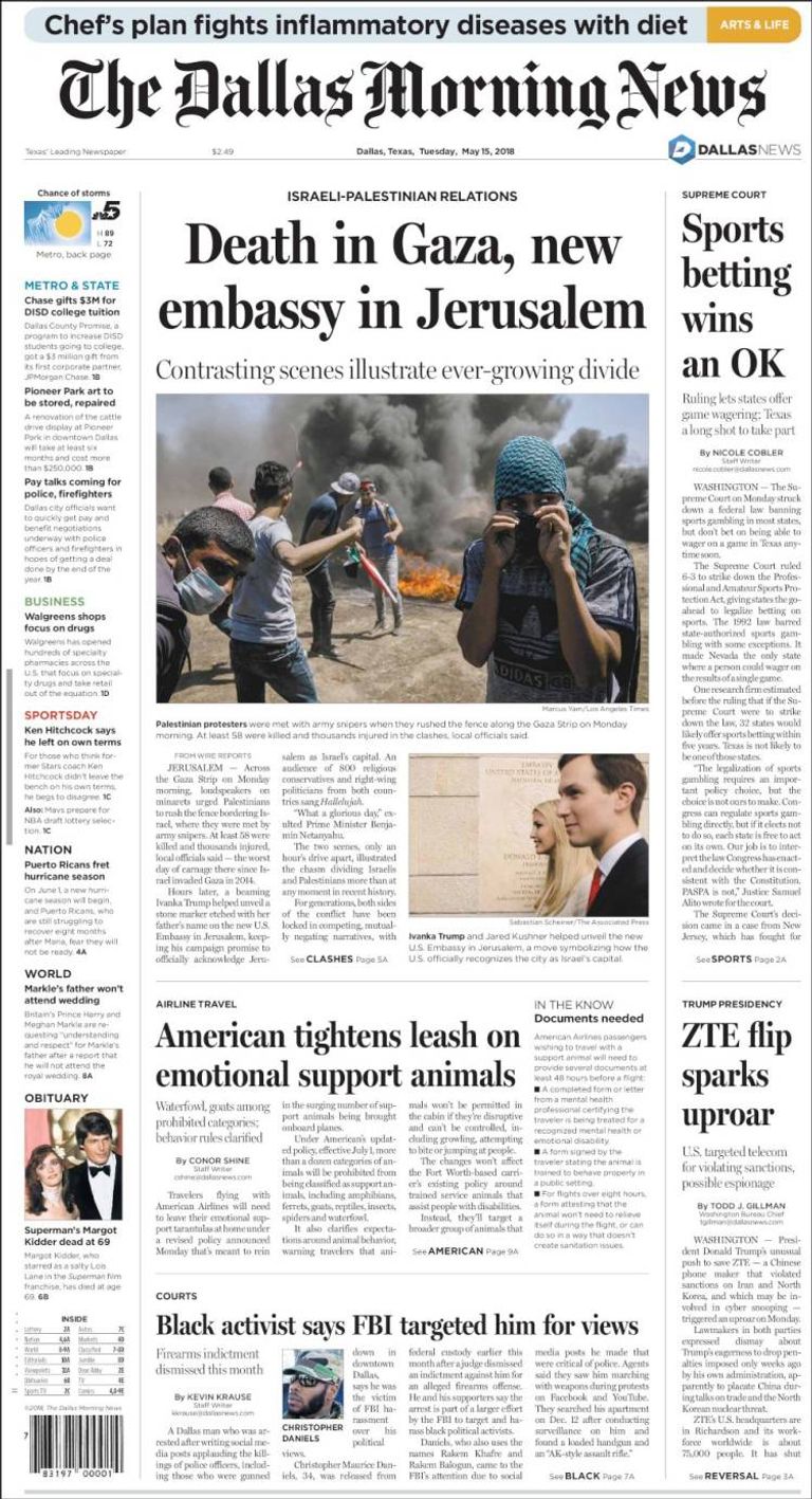 عناوين الصحف العالمية تندد بمجزرة غزة