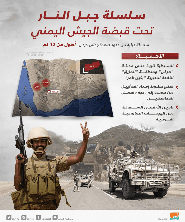 الجيش اليمني يسيطر على سلسلة جبال النار