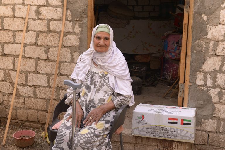 جانب من توزيع المساعدات الغذائية