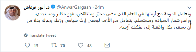 الدكتور أنور بن محمد قرقاش وزير الدولة الإماراتي للشؤون الخارجية